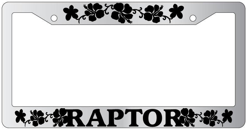 Chrome License Plate Frame RAPTOR HIBISCUS Auto Accessory  Mod-GRAPH9856236-4202