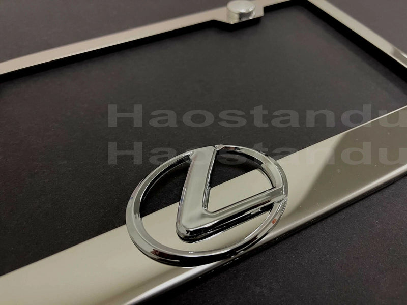 1x Lexus LOGO 3D Emblem STAINLESS STEEL License Plate Frame RUST FREE + Screw Cap