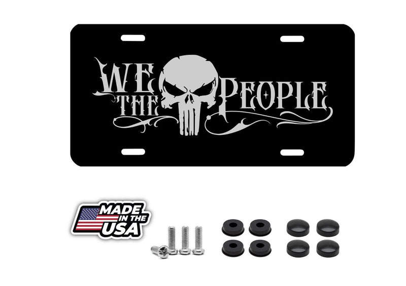 Engraved Black We The People Punisher Car Tag License Plate Including Hardware