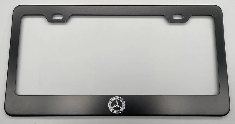 Laser Engraved Black License Plate Frame Stainless Steel fit Mercedes benz