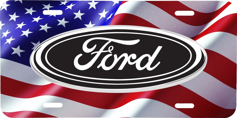 FORD LOGO WAVING AMERICAN FLAG 3 VEHICLE LICENSE PLATE CAR TRUCK AUTO TAG
