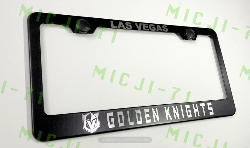 Laser Engraved Etched Golden Knights NHL Stainless Steel License Plate Frame
