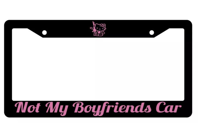 Black License Frame Not My Boyfriends Car Pink Hello Kitty JDM
