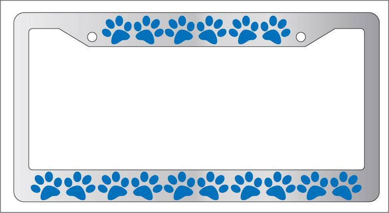 Chrome License Plate Frame PUPPY FEET (BLUE) Auto Accessory  Mod-GRAPH9856236-5220