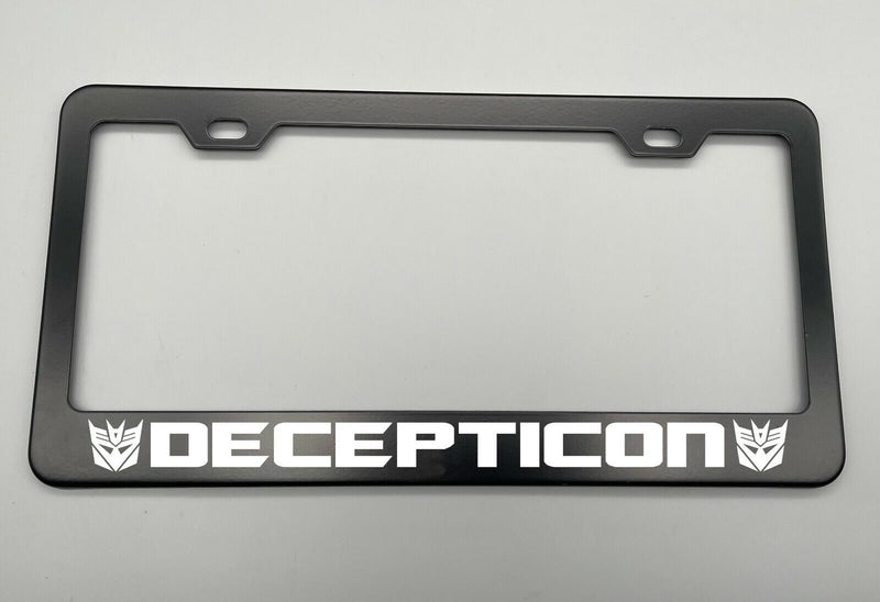 Black Holder for License Plate License Plate Holder Laser Engraved For Transformers For Decepticon Black Stainless Metal License Plate Frame