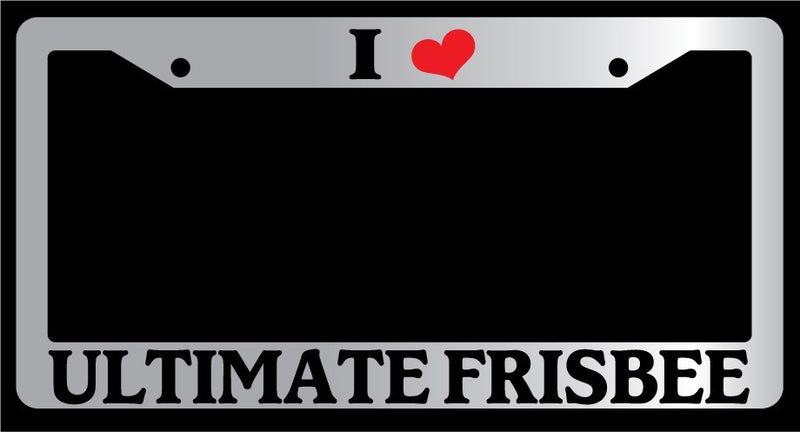 Chrome License Plate Frame "I Heart Ultimate Frisbee" Auto Accessory Novelty  Mod-GRAPH9856236-5834