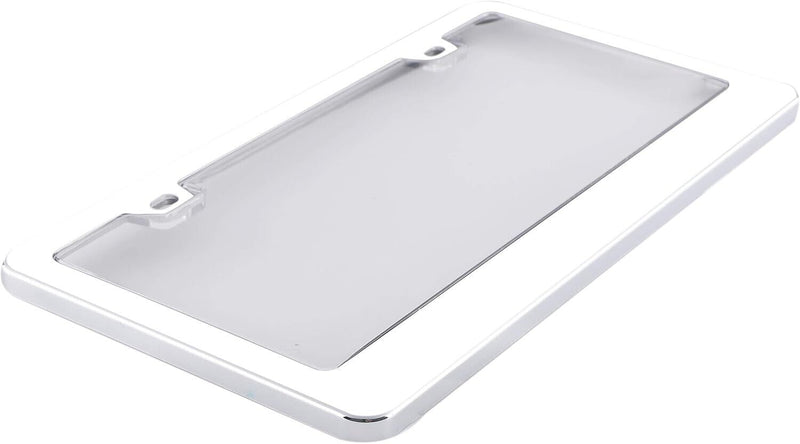 Clear 2 Holes Combo Chrome License Plate Cover Patent Design Fits All Cars