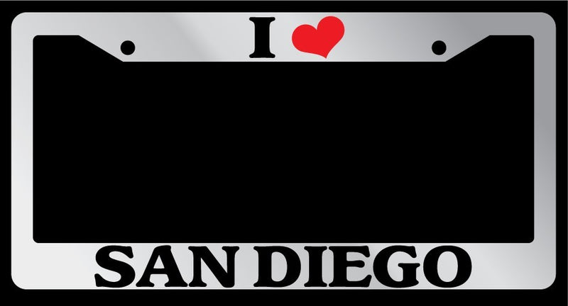 Chrome License Plate Frame "I Heart San Diego" Auto Accessory Novelty 2635  Mod-GRAPH9856236-6198