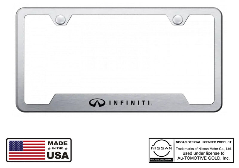 Infiniti Logo Brushed Stainless Notched License Plate Frame Official Licensed