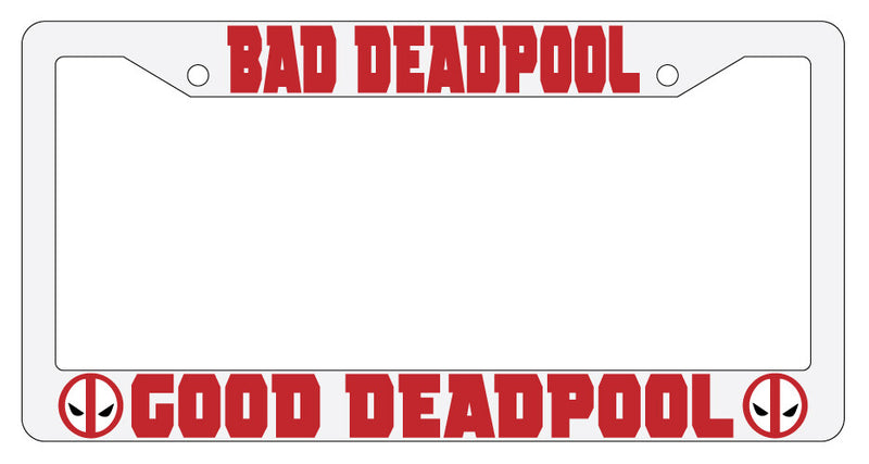 Bad For Deadpool Good For Deadpool Design 2A White Plastic License Plate Frame For Deadpool  Mod-GRAPH9856236-4027