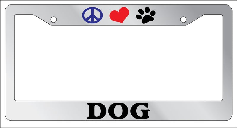 Chrome License Plate Frame Peace Love Paw Dog Auto Accessory Novelty 385  Mod-GRAPH9856236-4868