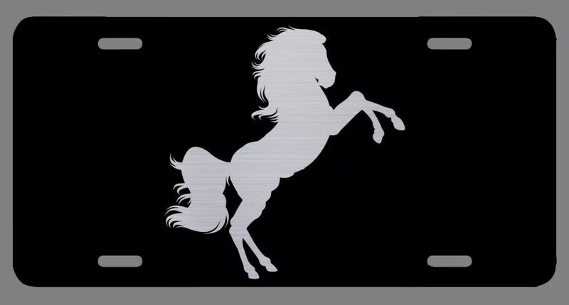 Stallion Horse Laser Etched Metal License Plate Rodeo Barrel Racing Cowgirl Gift