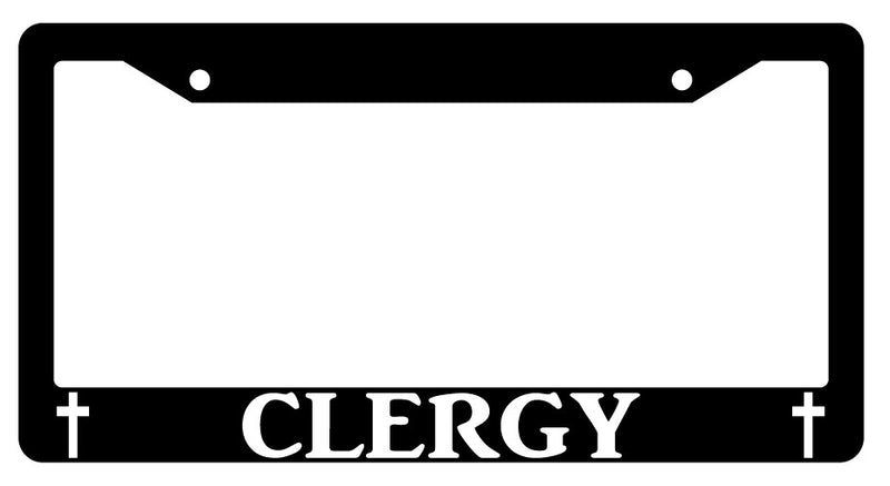 Clergy (Bottom) Black Plastic License Plate Frame  Mod-GRAPH9856236-1847