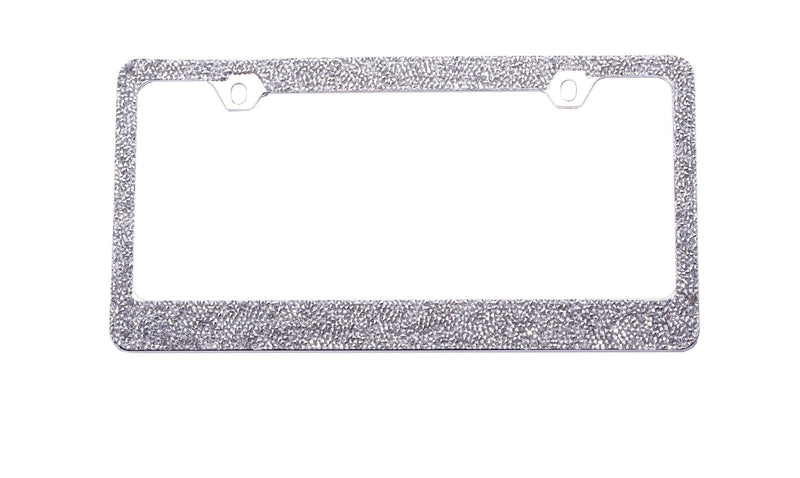 Rocking Bling Crystal Diamond Rhinestone License Plate Frame Clear / Silver