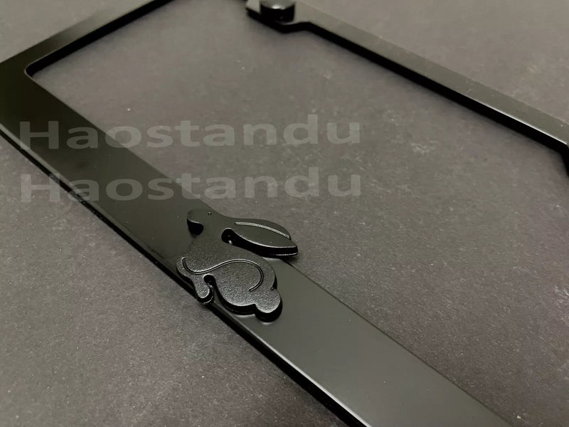 Rabbit 3D Emblem Black Stainless License Plate Frame RUST FREE S.Caps, Black, 1x , 1 Year Manufacturer Warranty