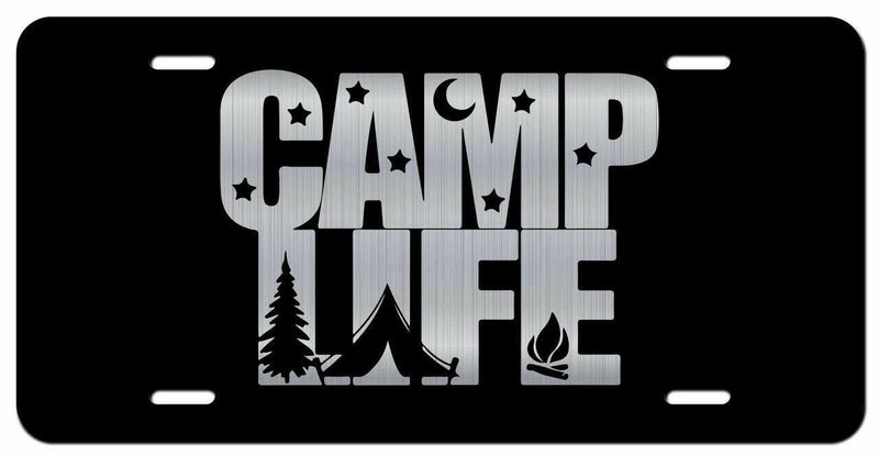 Camp Life Vanity Novelty License Plate Tag Metal Car Truck 6-Inches by 12-Inches