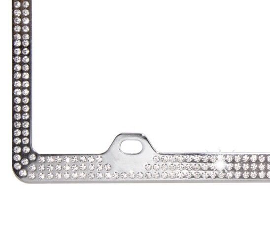 Embedded CLEAR Crystal BLING Rhinestone License Plate Frame w/Swarovski Elements