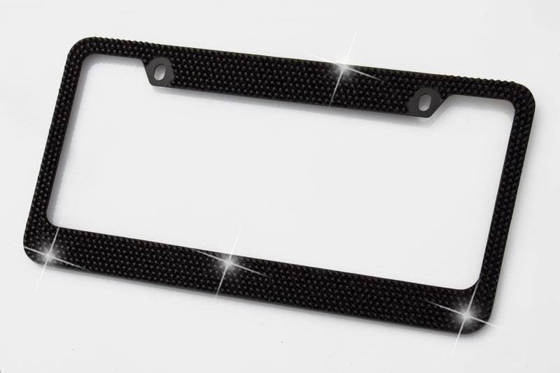 Black Crystal Rhinestones License Plate Frame 7 rows Special Bling Offer