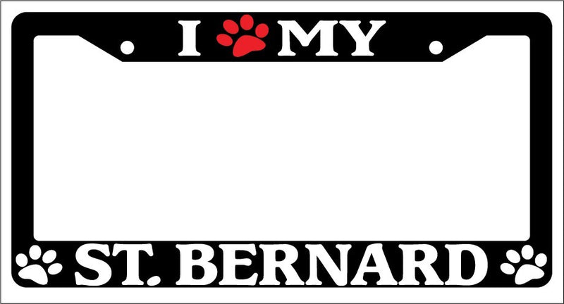 Black License Plate Frame I Heart My St. Bernard (Paw) Auto Accessory 587  Mod-GRAPH9856236-1180