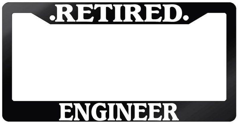 Glossy Black License Plate Frame RETIRED ENGINEER Auto Accessory  Mod-GRAPH9856236-7406