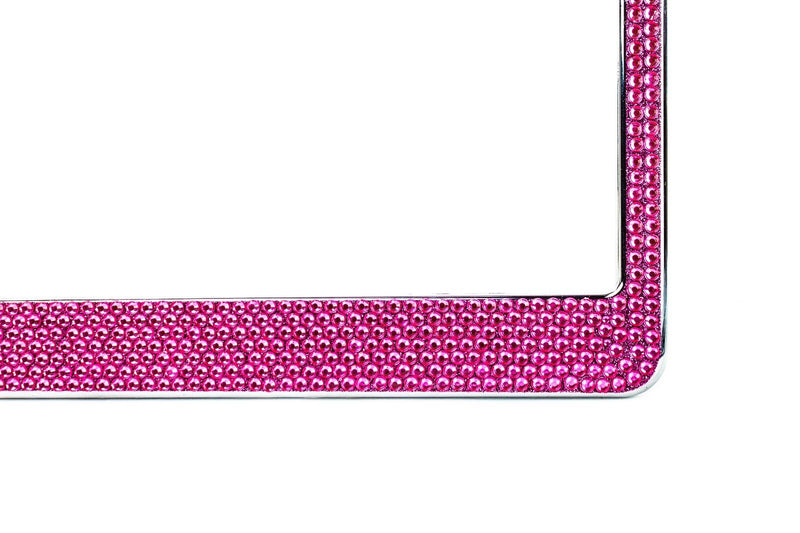 Pink Crystal Rhinestones License Plate Frame 7 rows Special Bling Offer v3