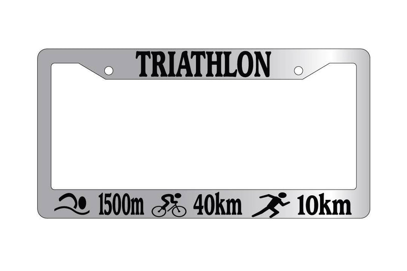 Chrome License Plate Frame TRIATHLON w/METRICS Auto Accessory  Mod-GRAPH9856236-5230