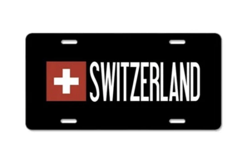 Switzerland: Swiss Flag & S Aluminum License Plate Highest Quality All Vehicles.