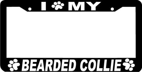 BEARDED COLLIE DOG paw print License Plate Frame