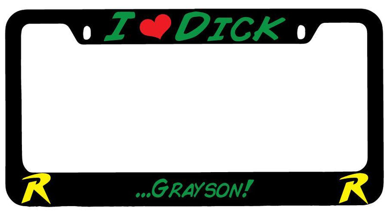 I Heart Dick Grayson (Robin) Black METAL License Plate Frame DC  Mod-GRAPH9856236-8749