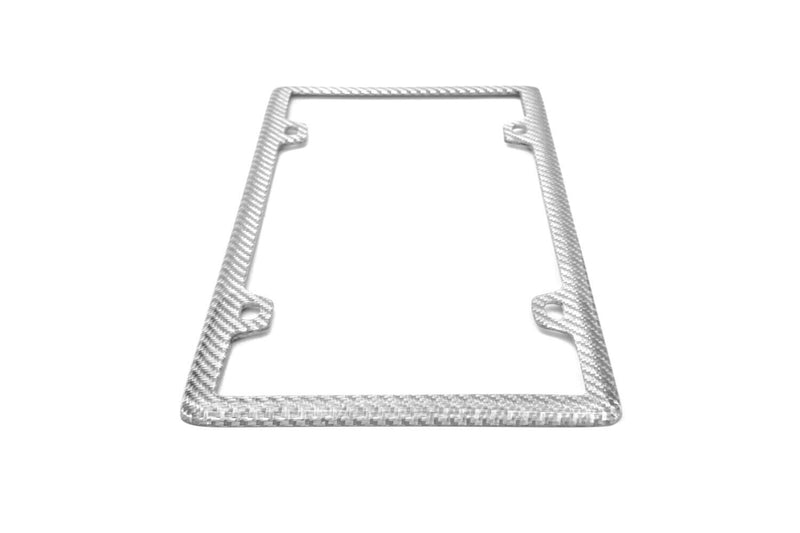 Real 100% Silver Carbon Fiber 4 Holes license plate frame cover original 3k