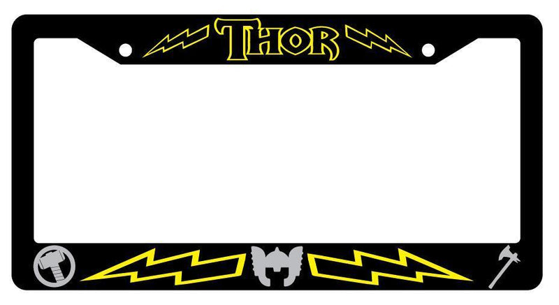 Thor Black Plastic License Plate Frame Auto For Marvel  Mod-GRAPH9856236-4072