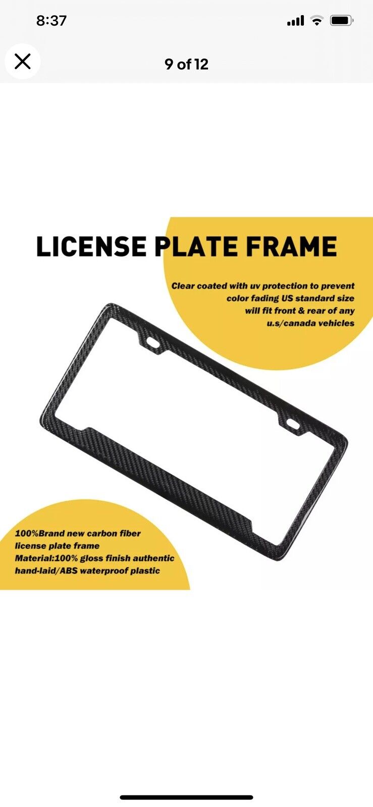 REAL 100% CARBON FIBER LICENSE Plate Frame COVER ORIGINAL 3K TWILL US