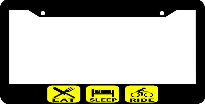 EAT SLEEP RIDE yellow BICYCLE bike cyclist License Plate Frame