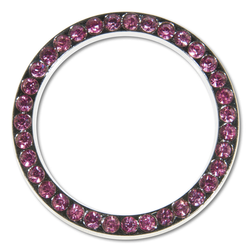 2 PACK Shining 7 Rows PINK Diamond Metal License Plate Frame+ Pink Ring+Caps