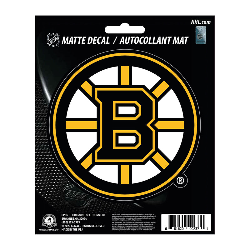 NHL Boston Bruins Decal Matte 5"X6.25" Auto Boat Cooler Luggage