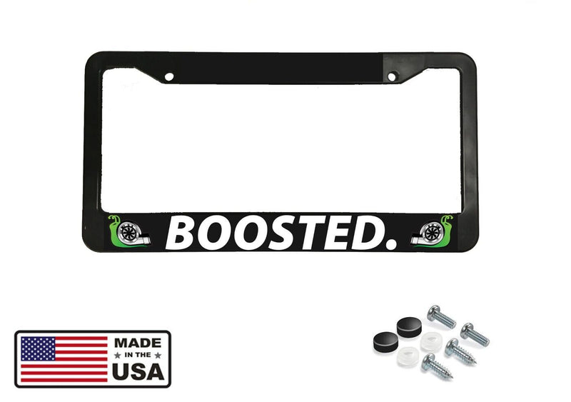 BOOSTED JDM TURBO CHARGER DIESEL BOOST RACING 4X4 Black License Plate Frame NEW
