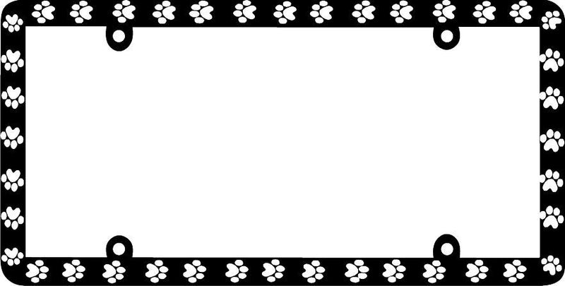 Thin Frame BLACK PAW PRINTS CRITTER DOG CAT License Plate Frame