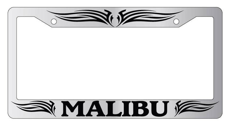 Chrome License Plate Frame Malibu Tribal Design 1 Auto Accessory  Mod-GRAPH9856236-6869