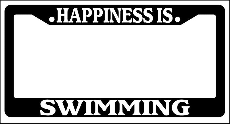 Black License Plate Frame Happiness Is... Swimming Auto Accessory Novelty  Mod-GRAPH9856236-833