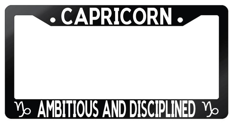 Glossy Blk License Plate Frame Auto Access. Capricorn Ambitious and Disciplined  Mod-GRAPH9856236-7449