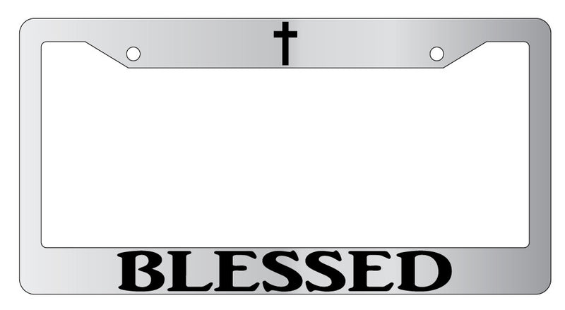 Blessed Chrome Metal License Plate Frame Auto  Mod-GRAPH9856236-7808