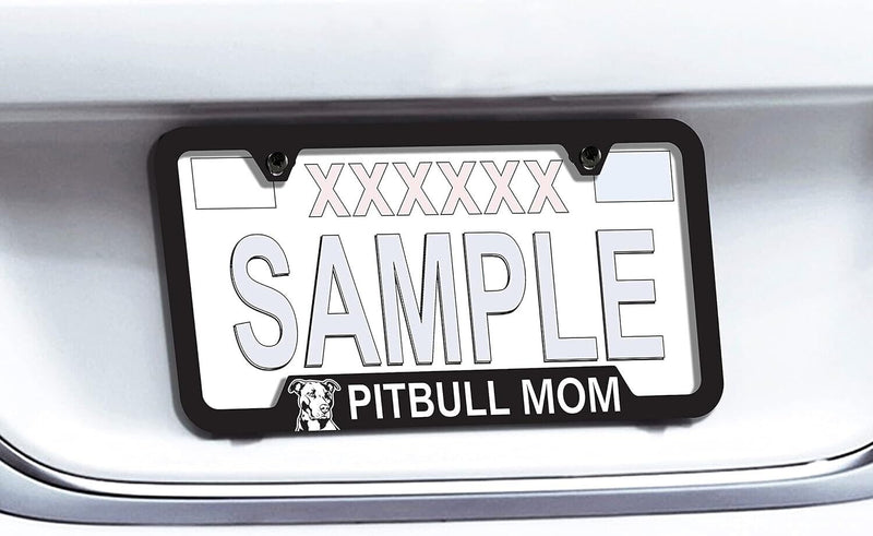 Pitbull Mom (Dog Lovers) Universal Metal Auto License Plate Frame Car Tag Holder