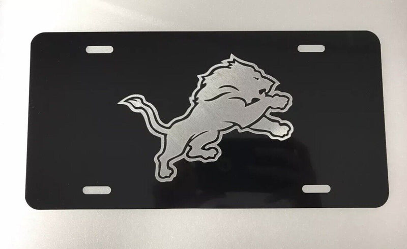 Detroit Lions LOGO Car Tag Diamond Etched on Aluminum License Plate