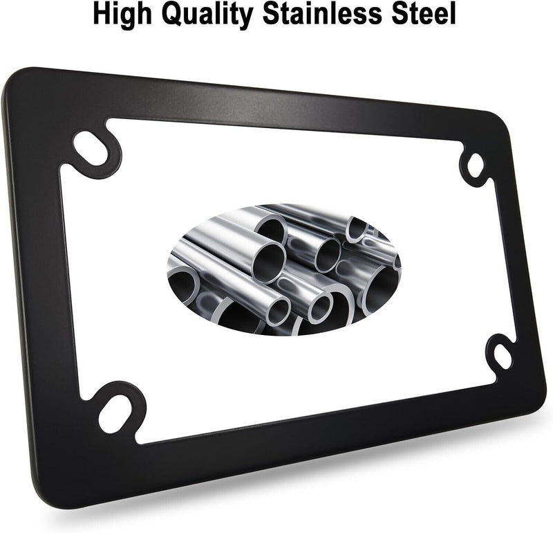 Matte Black Stainless Steel Motorcycle License Plate Frame Including Hardware