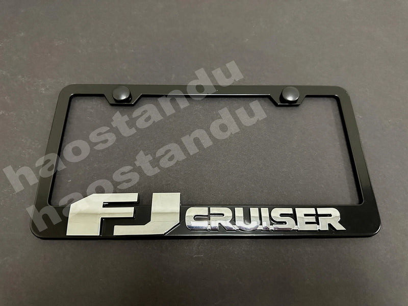 1x For FJ Cruiser 3D Emblem BLACK Stainless License Plate Frame RUST FREE