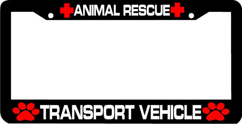 ANIMAL RESCUE TRANSPORT VEHICLE paw print License Plate Frame