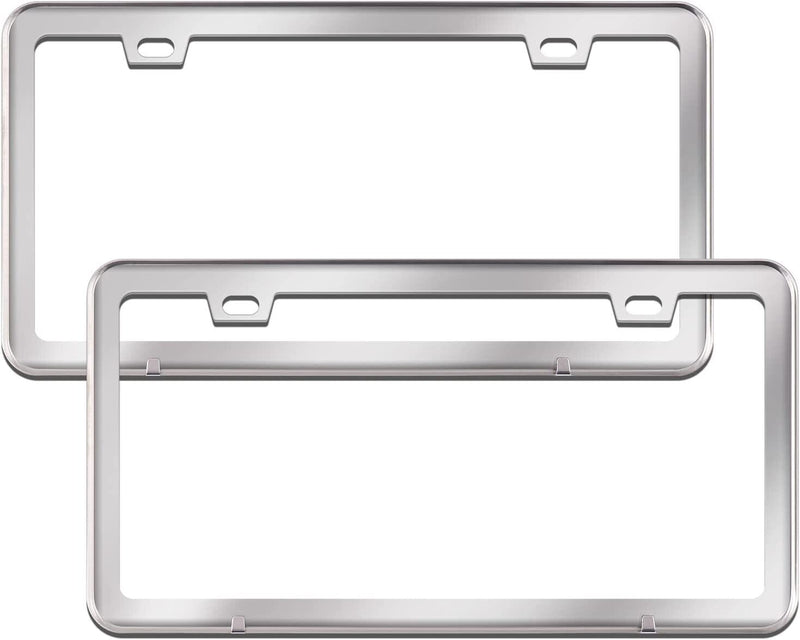2Pcs Chrome Mirror Stainless Steel License Plate Frame Cover Never Rust