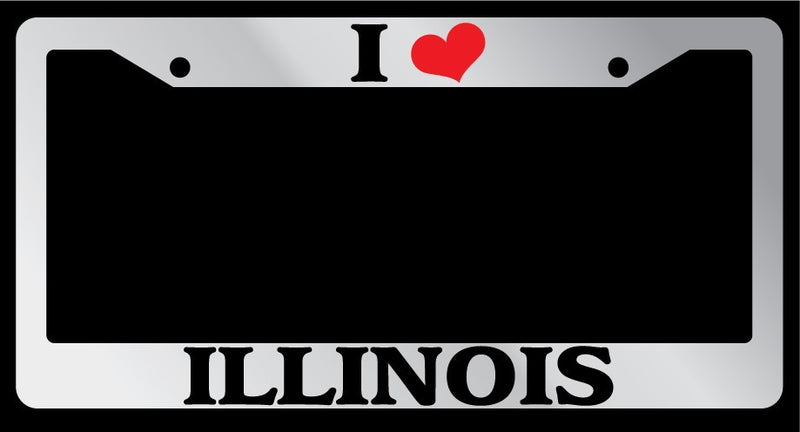 Chrome License Plate Frame "I Heart Illinois" Auto Accessory 1474  Mod-GRAPH9856236-4414
