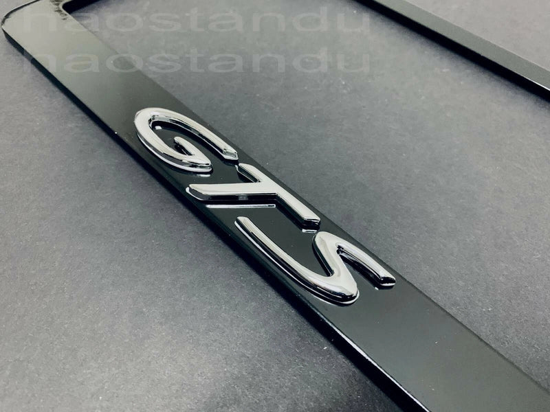 1x GTS 3D Emblem Black Stainless License Plate Frame Rust Free + Screw Caps, 1 Year Manufacturer Warranty
