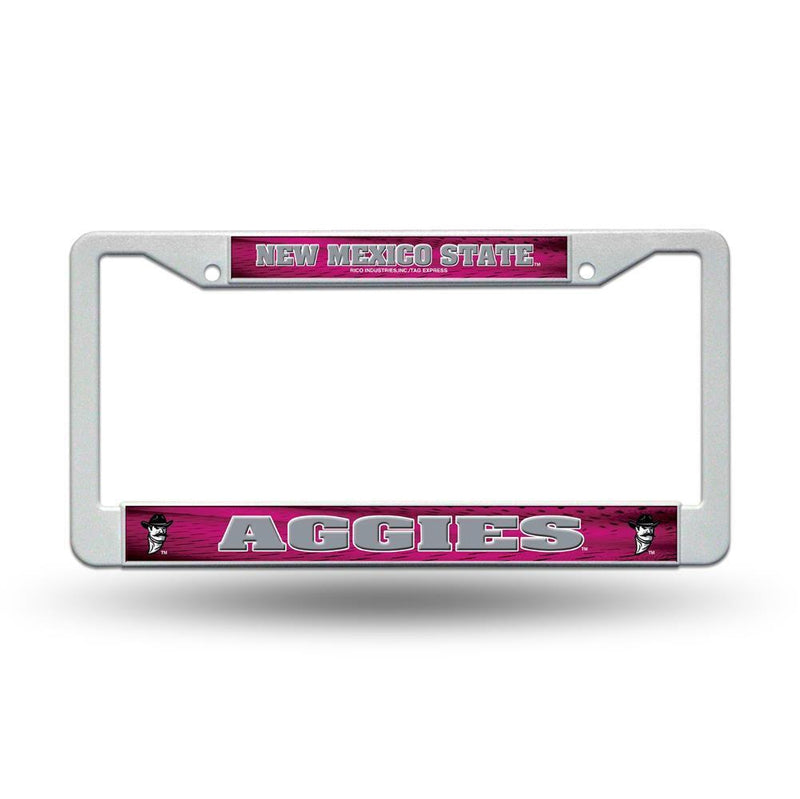 NCAA New Mexico State Aggies White Plastic License Plate Frame